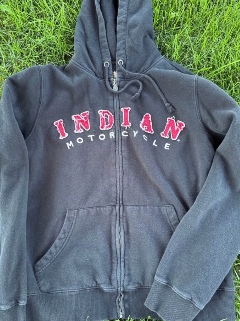 Indian Motorcycle Women's Black Zip-Up Hoodie with Red Logo